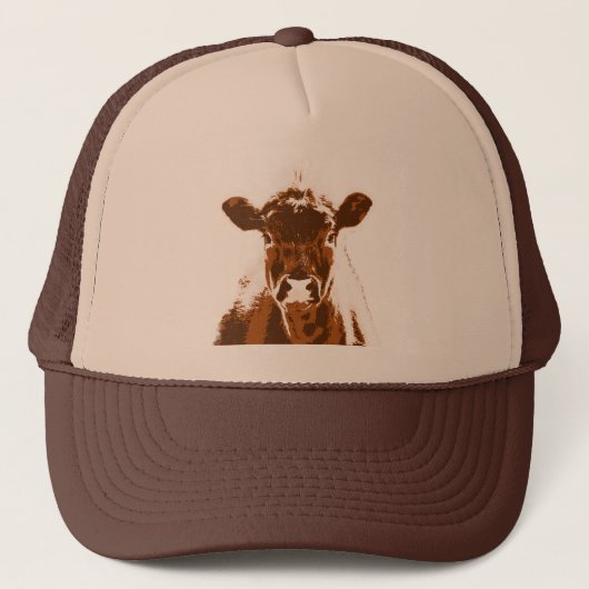 Casquette Curieux animal de la ferme de vache Brown (Devant)