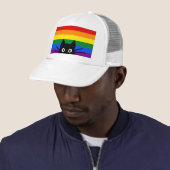 Casquette Curieux Peeking Chat noir avec drapeau arc-en-ciel (En situation)