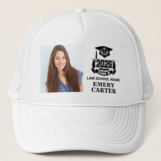 Casquette Custom 2025 Graduate Photo Attorney Law School (Devant)