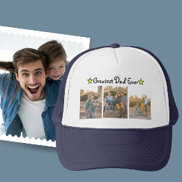 Casquette Custom 3 Photo Greatest Dad Ever Father's Day Card