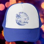 Casquette Custom Spring Break Girls Trip Cute Beach Fun<br><div class="desc">Laissez le plaisir des vacances de printemps scintiller avec ces chapeaux de camionneurs personnalisés ! Célébrez votre équipe ensoleillée avec ce design brillant et mousseux. Chaque casquette vous propose ses noms choisis, nichés au milieu d'icônes de plage et de polices de caractères ludiques, invitant chaque gorgée à être un toast...</div>