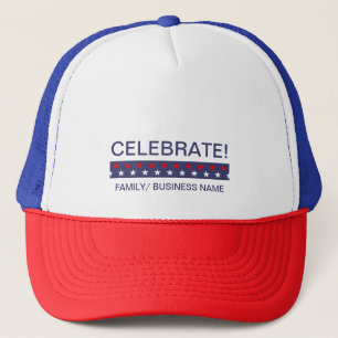 Casquette Customisé Rouge Blanc Bleu Célébrer! 4 juillet