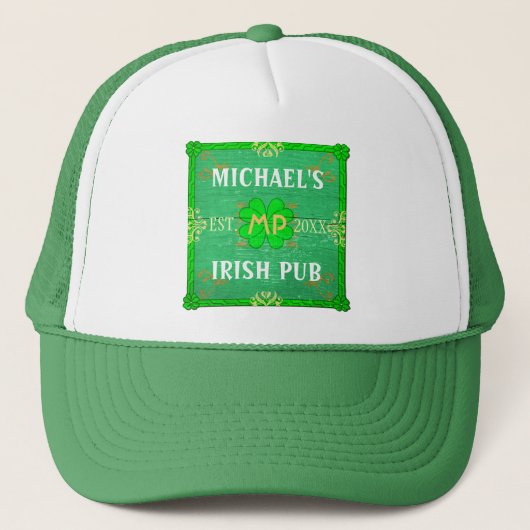 Casquette Customizable Your Name Irish Pub Green (Devant)