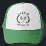 Casquette Customized Tennis Club Rackets Ball Logo Wreath<br><div class="desc">Minimalist tennis club logo,  with two white tennis rackets,  racquets,  and a grey tennis ball. Featuring your tennis club,  just change the text as you wish and add your tennis club name. Elegant preppy tennis club gift,  tennis coach gift,  tennis player gift,  tennis team gift.</div>