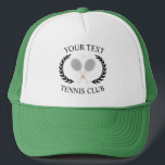 Casquette Customized Tennis Club Rackets Ball Logo Wreath<br><div class="desc">Minimalist tennis club logo,  with two white tennis rackets,  racquets,  and a grey tennis ball. Featuring your tennis club,  just change the text as you wish and add your tennis club name. Elegant preppy tennis club gift,  tennis coach gift,  tennis player gift,  tennis team gift.</div>