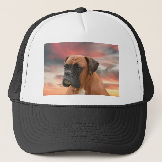 Casquette Cute Boxer Dog Eau Couleur Huile Peinture Art (Devant)