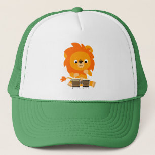 Casquette Cute Cartoon Lion Paying Bongos Trucker Hat