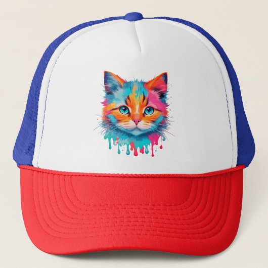 Casquette Cute Cat Face Multicolore Design-89059 (Devant)
