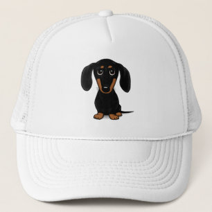 Casquette Cute couche lisse Noir et Tan Dachshund