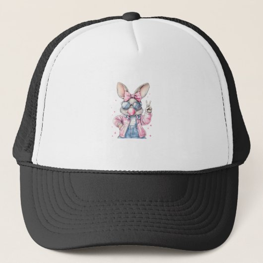 Casquette Cute Easter Day Bunny Blowing Bubble Rabbit Women (Devant)