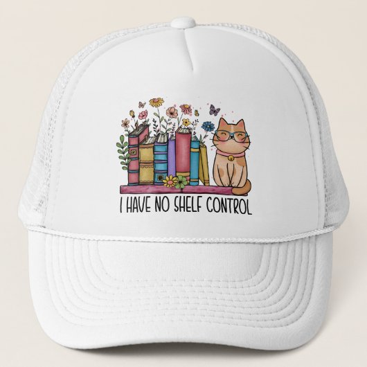 Casquette Cute Floral Livres et Chat (Devant)