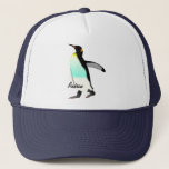 Casquette Cute Fun Fier Empereur Penguin Personnalisé<br><div class="desc">Empereur Penguin, appliqué avec effet Photoshop, pour ajouter un goût artistique, avec un endroit pour le nom du destinataire. personnalisez-le avec votre propre texte en fonction de l'occasion ou cliquez sur le bouton "Customiser" pour aller à l'outil de conception où vous pouvez ajouter du texte, modifier la police, la taille...</div>