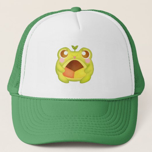 Casquette Cute Grenouille verte tenant le biscuit Polvoron m (Devant)