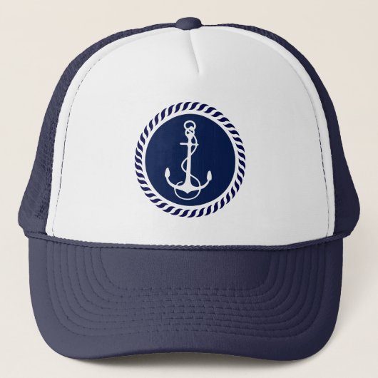 Casquette Cute Marine Bleu et Blanc Ancre nautique 2 (Devant)