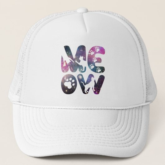 Casquette Cute Meow Chat Silhouettes et Empreintes de pattes (Devant)