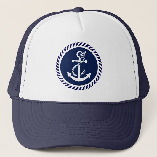 Casquette Cute Navy Bleu & Blanc Ancre nautique (Devant)