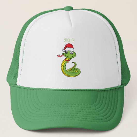 Casquette Cute serpent vert avec chapeau santa dessin animé (Devant)