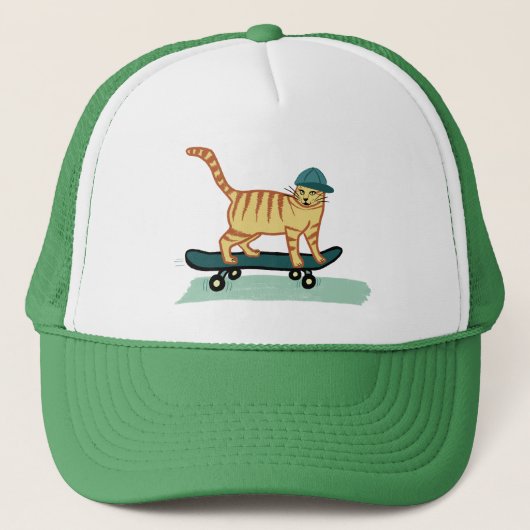 Casquette Cute Skateboard Tabby Cat (Devant)
