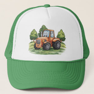 Casquette Cute tracteur ferme aquarelle enfants vert
