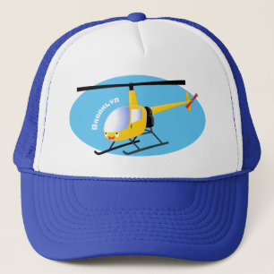 Casquette Cute yellow happy cartoon helicopter