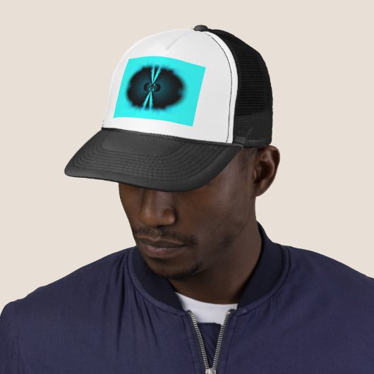 Casquette Cyan et Black Abstrait Art Print (En situation)