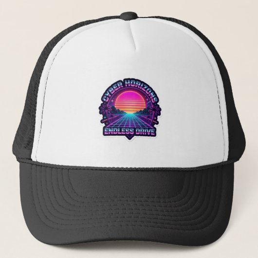 Casquette Cyber Horizons Endless Drive - Synthwave Rétro des (Devant)