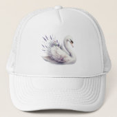 Casquette Cygne aquarelle avec fleurs de lavande (Devant)