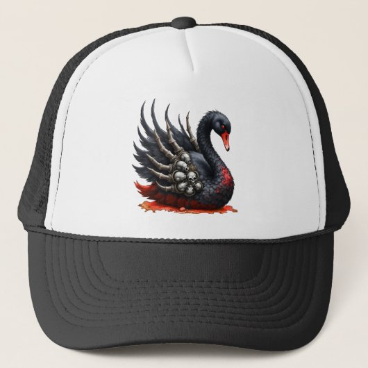 Casquette Cygne noir d'os – Élégance gothique  (Devant)