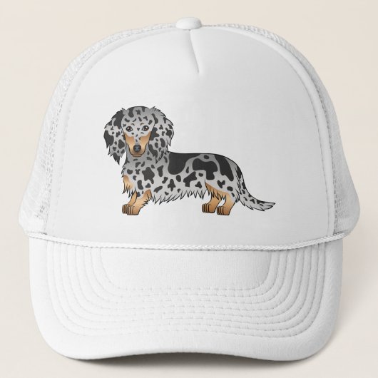 Casquette Dachshund à poil long noir et feu panaché (Devant)