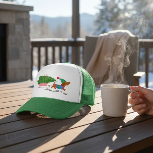 Casquette Dachshund Through The Snow Cute Christmas Dog