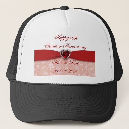 Casquette Damask 40e anniversaire Mariage Design (Devant)