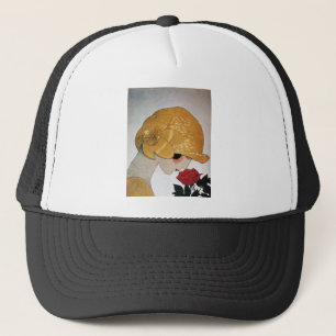 CASQUETTE DAME AVEC ROSE ROUGE