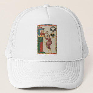 Casquette Dame offrant un cadeau à un prétendant, 14e siècle