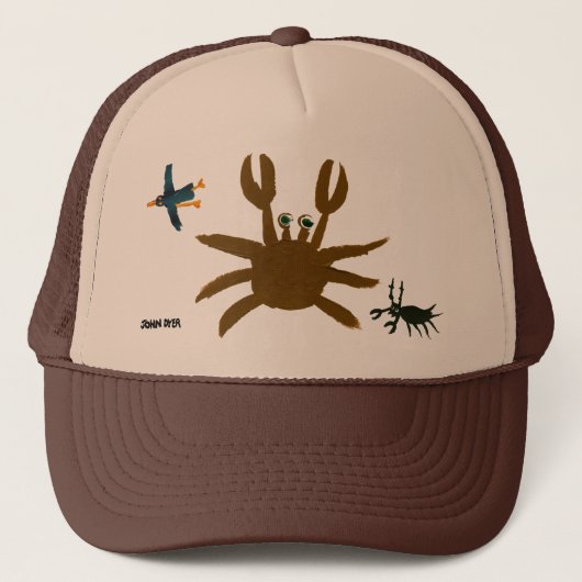 Casquette d'art : Crabe, insecte, oiseau. Brun (Devant)