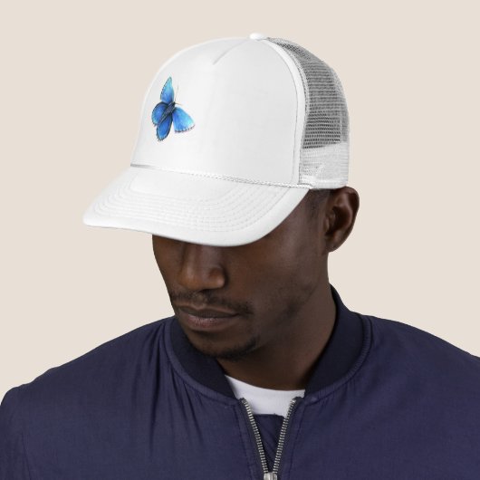 casquette d'art papillon bleu (En situation)