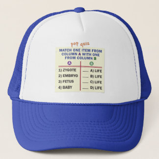 Casquette de baseball avec un quiz.
