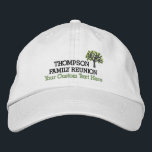 Casquette de baseball brodée de la Réunion de<br><div class="desc">Le casquette parfait pour votre réunion de famille - caractéristiques de conception un arbre et 3 lignes de texte fait sur commande - ajoutez votre nom de famille, titre d'événement, date, emplacement, date, etc. grand pour des réunions, événements de famille, parties et croisières de famille. (Changez facilement les couleurs des...</div>