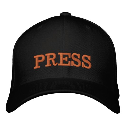 Casquette de baseball brodée PRESS or / noir (Devant)