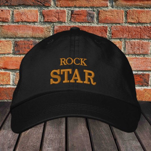 Casquette de baseball brodée ROCK STAR or / noir