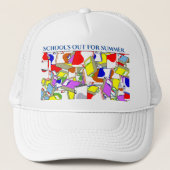 Casquette de baseball en blanc. "L'ÉCOLE EST SORTI (Devant)