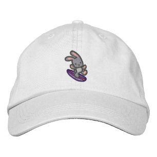 Casquette de baseball lapin gris brodé de surf