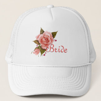 Casquette de baseball rose de jeune mariée de