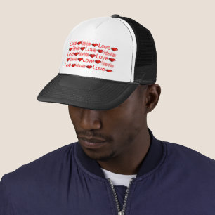 Casquette de camionneur coeurs rouges J'aime mon b