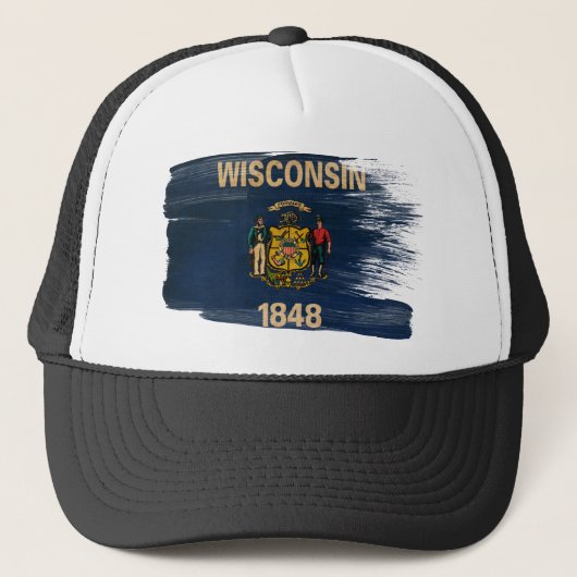 Casquette de camionneur de drapeau du Wisconsin (Devant)