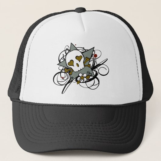 Casquette de camionneur d'étoile de crâne inspiré (Devant)