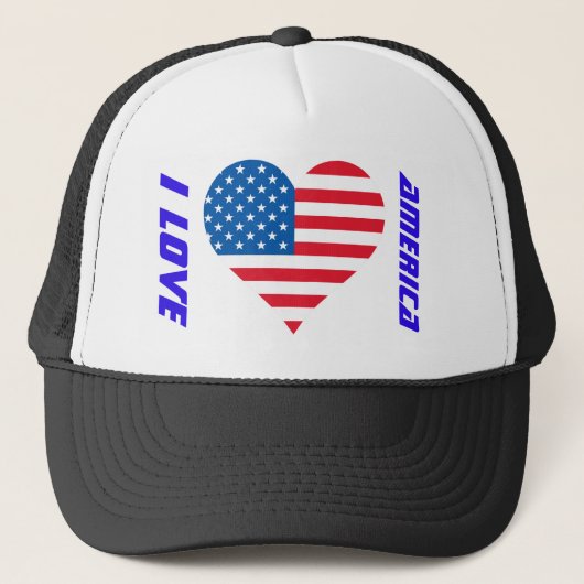 Casquette de camionneur drapeau USA J'aime l'Améri (Devant)
