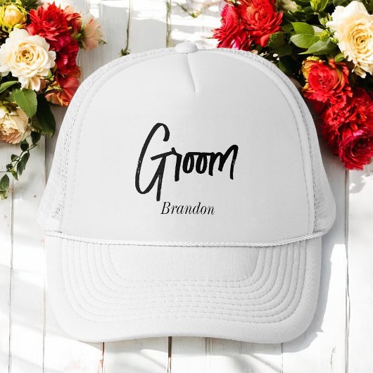 Casquette de camionneur noir et blanc Groom