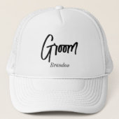 Casquette de camionneur noir et blanc pour marié (Devant)