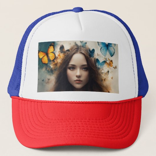 Casquette de camionneur : Papillon & Plume (Devant)