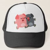 Casquette de cochons de dessin blanc et noir (Devant)